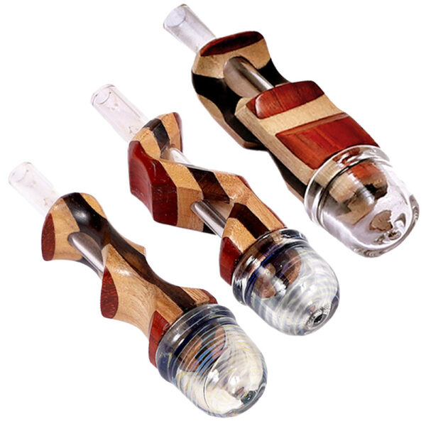 Mixed Wood ‘n’ Glass Hybrid Pipe | Styles Vary