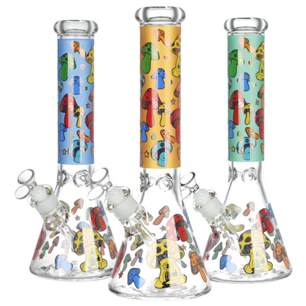 Forever Fungi Beaker Water Pipe – 14″ / 14mm F / Colors Vary