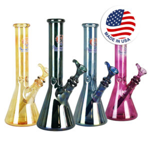 Phoenix Rising Metallic Beaker Water Pipe -11″/14mm F/Clrs Vary
