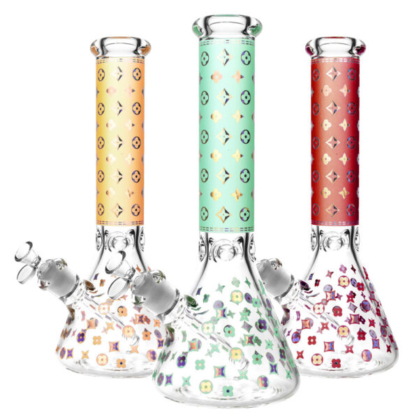 Designer Floral Diamond Water Pipe – 14″/14mm F/Colors Vary