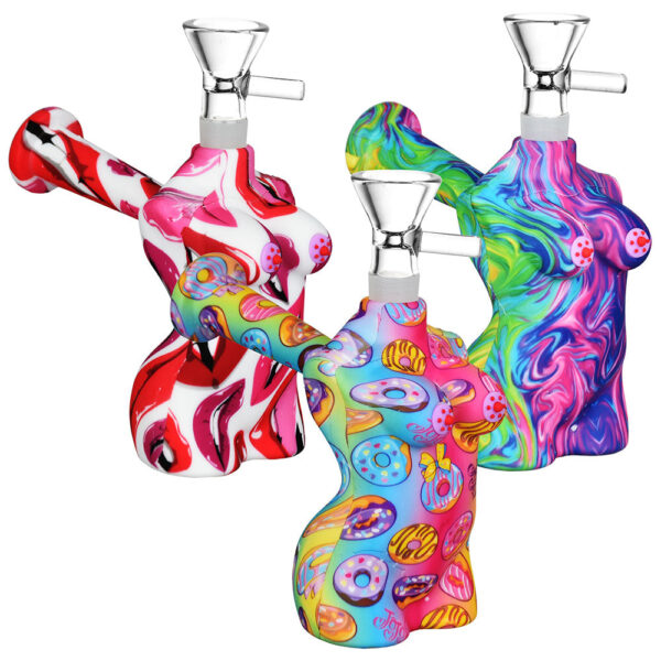 Hot Bod Silicone Bubbler | 3.75″ | 14mm F | Assorted Designs | 5pc Set