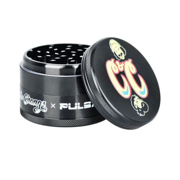 6PC DISPLAY – Cheech & Chong’s x Pulsar Metal Grinder – Black / 4pc / 2.5″ - Image 7