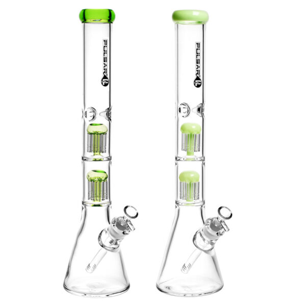 Pulsar Dual Jellyfish Perc Water Pipe- 18.5″/14mm F/Colors Vary