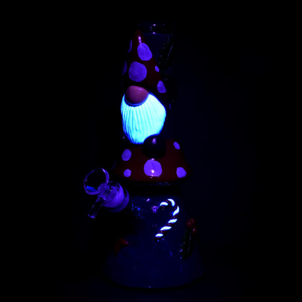 Mushroom Gnome Glass & Enamel Water Pipe – 9.5″ / 14mm F - Image 3