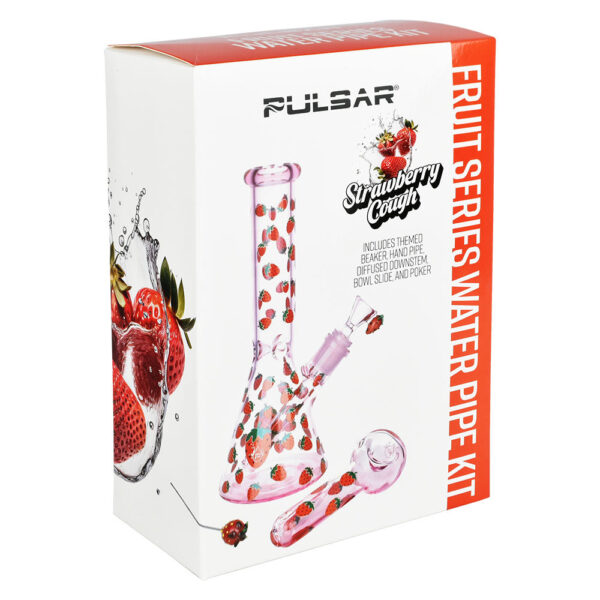 Pulsar Fruit Series Strawberry Cough Herb Pipe Glow Duo – 10″ / 14mm F - Image 13