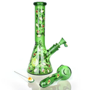 Pulsar Fruit Series Avocado Gold Herb Pipe Glow Duo – 10″ / 14mm F