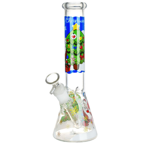 Santa Claus Themed Glass Water Pipe – 10″ / 14mm F / Designs Vary - Image 11