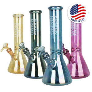 Phoenix Rising Metallic Beaker Water Pipe -12″/14mm F/Clrs Vary