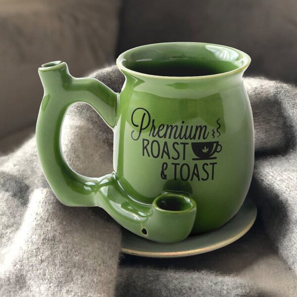 Premium Roast & Toast Single Wall Mug – Green with Black Print - Image 5