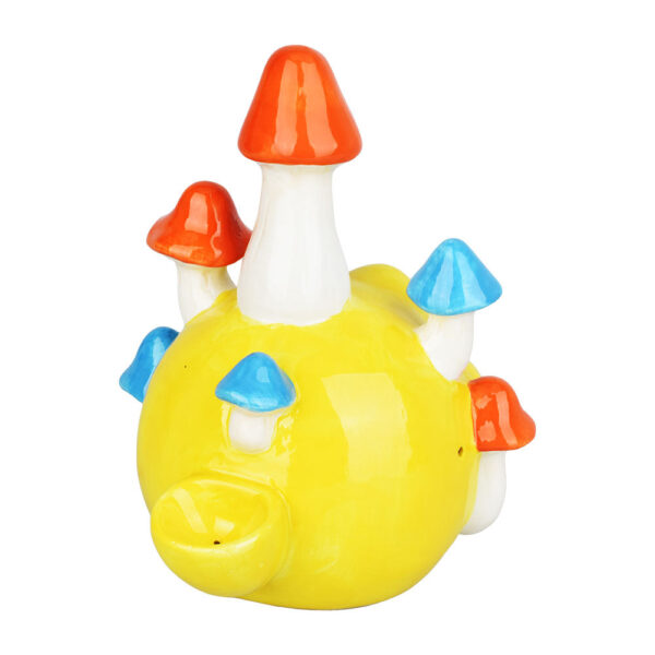 Mind Blown Shroomin’ Smiley Face Ceramic Hand Pipe – 7.75″ - Image 2