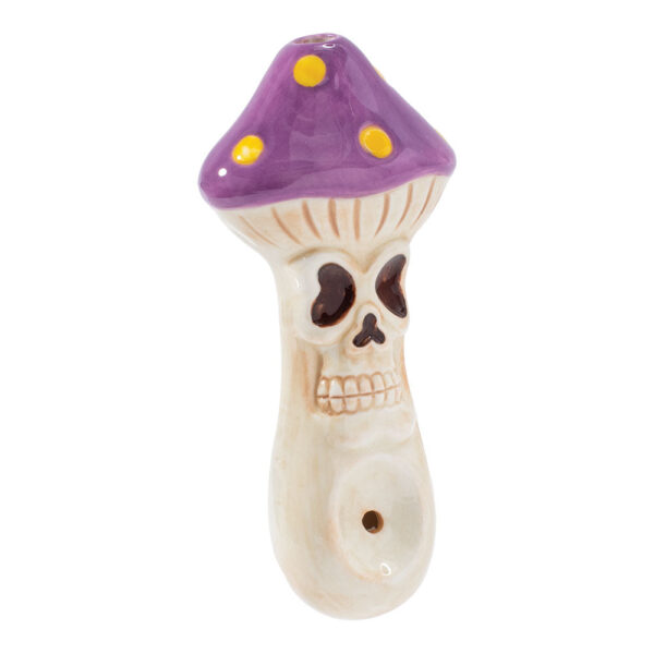 Wacky Bowlz Skull Mushroom Ceramic Pipe – 4″