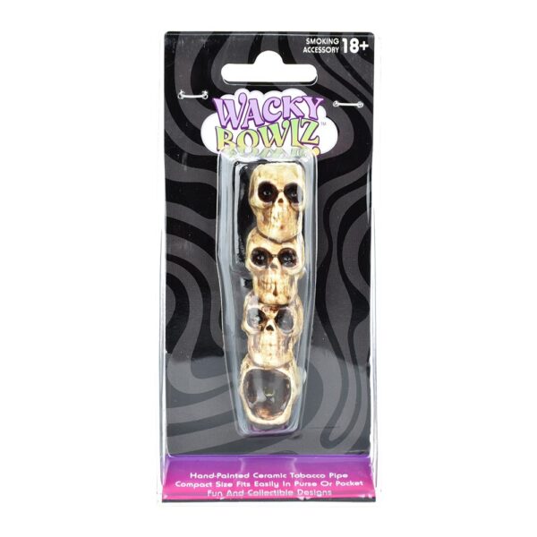 Wacky Bowlz Skulls Ceramic Hand Pipe – 3.75″ - Image 3
