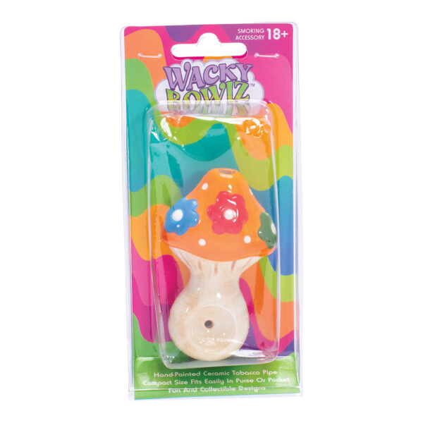Wacky Bowlz Flower Mushroom Ceramic Pipe – 3.75″ - Image 3