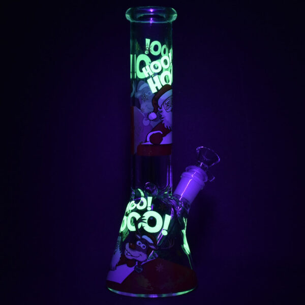 Santa Claus Themed Glass Water Pipe – 10″ / 14mm F / Designs Vary - Image 4