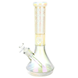 Pixelate Etched Iridescent Water Pipe – 12.5″/14mm F/Colors Vary