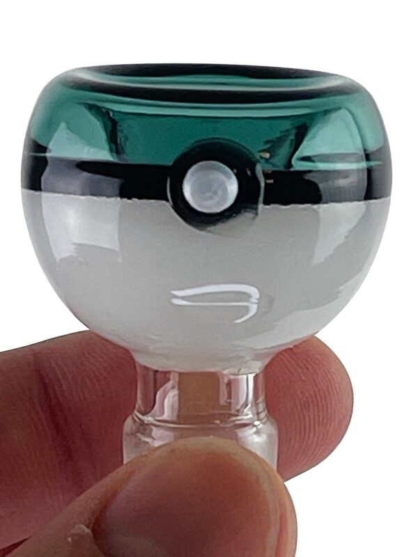 Teal Poke Ball Glass Bong Bowl – 14mm - Image 4