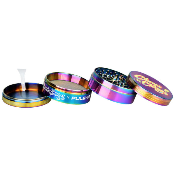 Pulsar 6PC DISPLAY – Cheech & Chong’s  Metal Grinder – Rainbow / 4pc / 2.5″ - Image 5