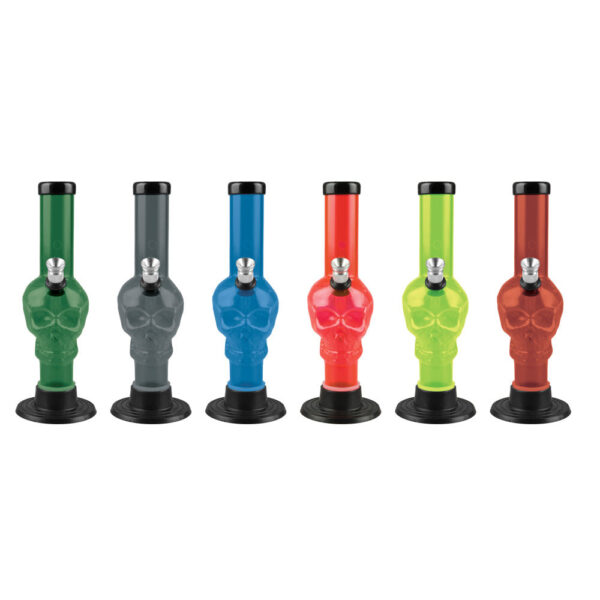 6″ Acrylic Skull Design Water Pipe – Colors Vary