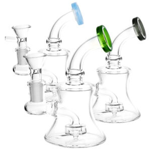Bent Neck Bell Mini Water Pipe – 5″/14mm F/Colors Vary