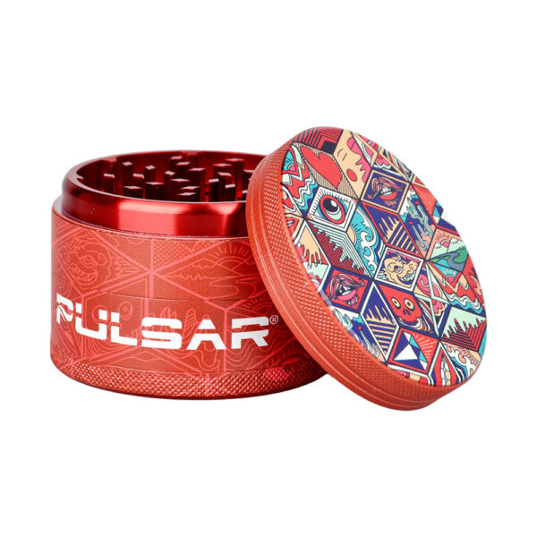 Pulsar Design Series Grinder with Side Art – Symbolic Tiles / 4pc / 2.5″ - Image 2