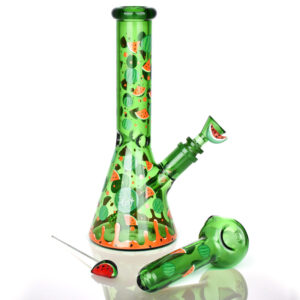 Pulsar Fruit Series Watermelon Zkittles Herb Pipe Glow Duo – 10″ / 14mm F