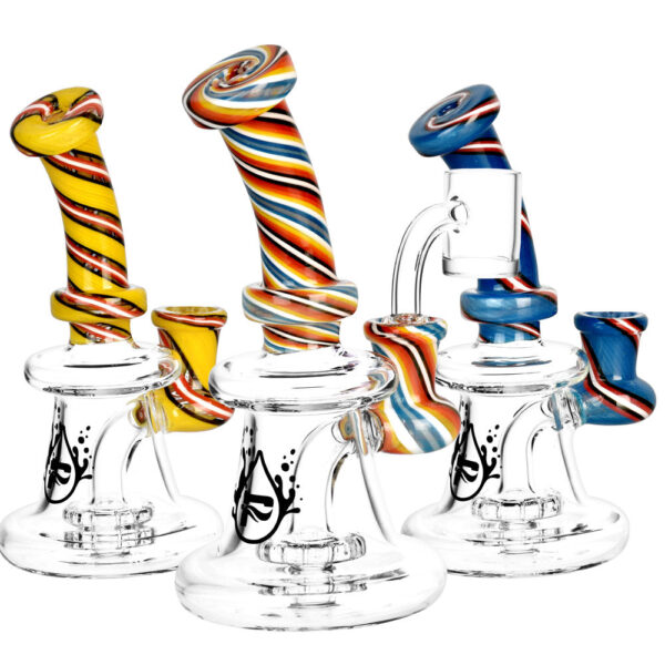 Pulsar Retro Stripe Swirl Mini Rig – 6″/14mm F/Colors Vary