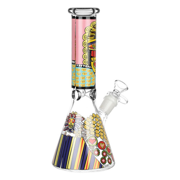 Abstract Art Beaker Water Pipe – 9.75″/14mm F/Designs Vary - Image 3
