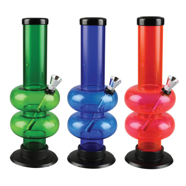 Acrylic Double Bubble Water Pipe – 9″ / Colors Vary