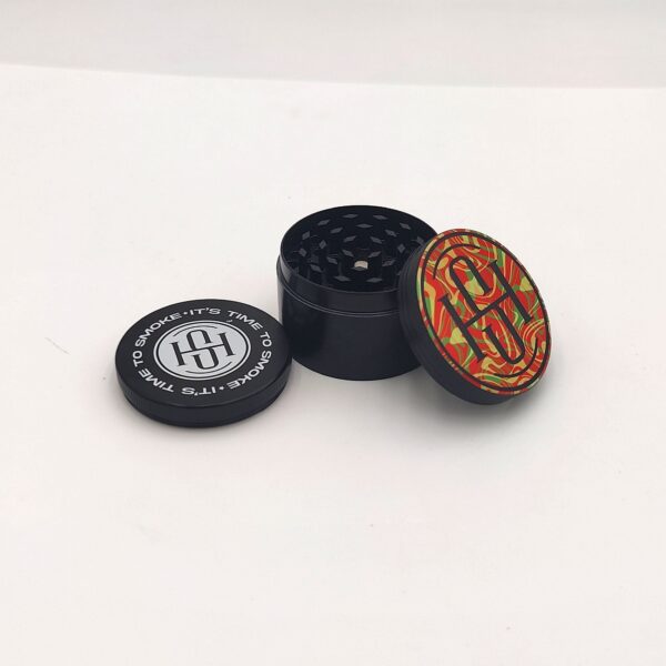 High Society – 4 PC 63mm Ceramic Teflon Coated Grinder – Rasta - Image 4