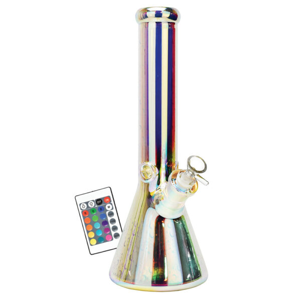 Space Party Beaker Water Pipe w/ LED Light – 14″ / 14mm F - Image 3
