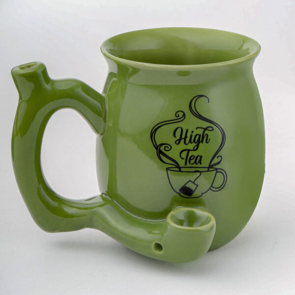 High Tea single wall Mug – shiny green with black imprint