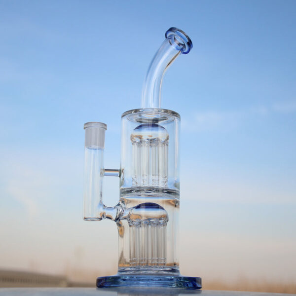 Glass Straight Water Pipe w/ Dual Arm Percolators 10.6″ - Image 3