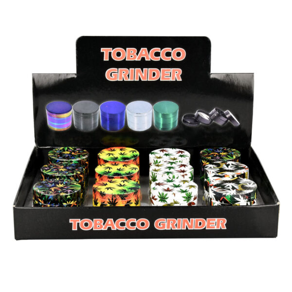 Hemp Leaves Grinder – 4pc/1.5″/Assorted Designs – 12PC DISP