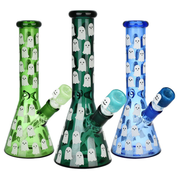 Ghostly Glow Beaker Water Pipe | 10″ | 14mm F