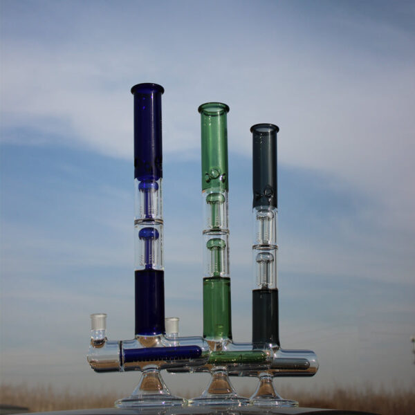 18″ Inline and Dual Arm Percolated Glass Water Pipe - Image 2