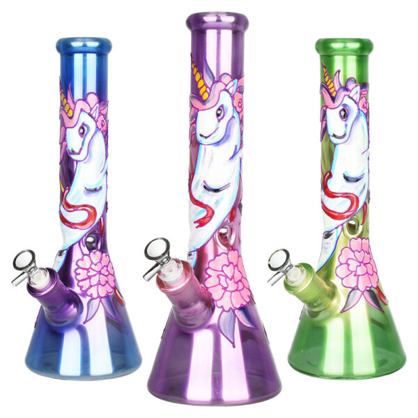 Unicorn Glow Beaker Water Pipe | 13.5″ | 14mm F