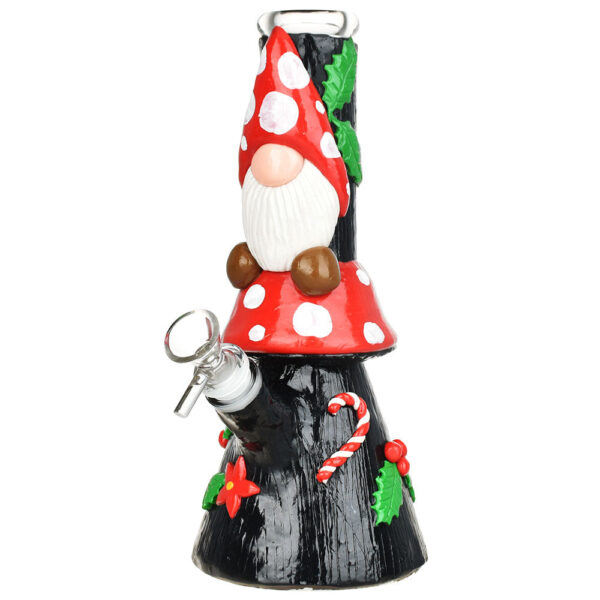 Mushroom Gnome Glass & Enamel Water Pipe – 9.5″ / 14mm F