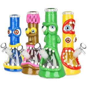 Maniacal Monster 3D Painted Beaker Water Pipe – 10″ / Designs Vary