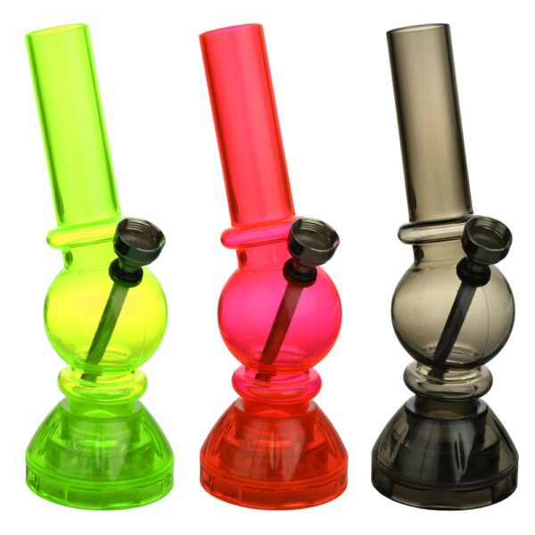 Angled Mini Acrylic Water Pipe w/ Built in Grinder Base – 6.5″