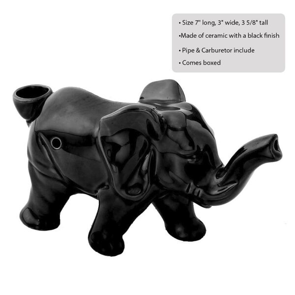 Elephant Novelty Pipe – Black Color - Image 2