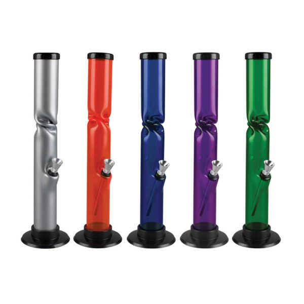 Acrylic Straight Water Pipe w/ Ice Catch – 12″ / Colors Vary