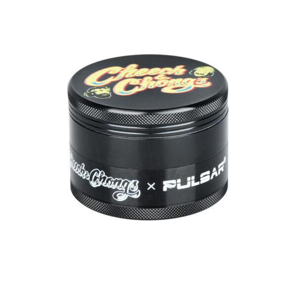 6PC DISPLAY – Cheech & Chong’s x Pulsar Metal Grinder – Black / 4pc / 2.5″ - Image 3