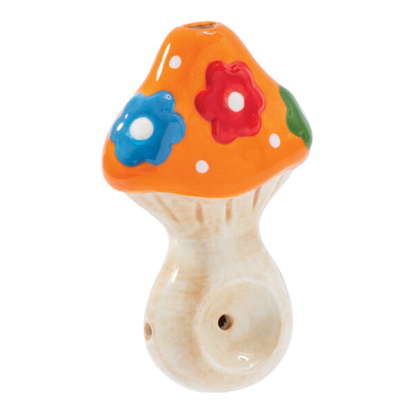 Wacky Bowlz Flower Mushroom Ceramic Pipe – 3.75″