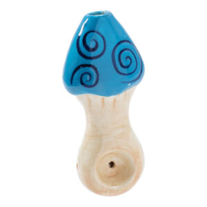 Wacky Bowlz Blue Swirl Mushroom Ceramic Pipe – 4″