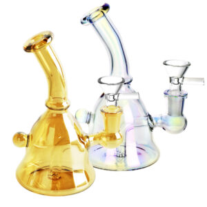 Handbell Iridescent Glass Water Pipe- 6.5″/14mm F/Colors Vary