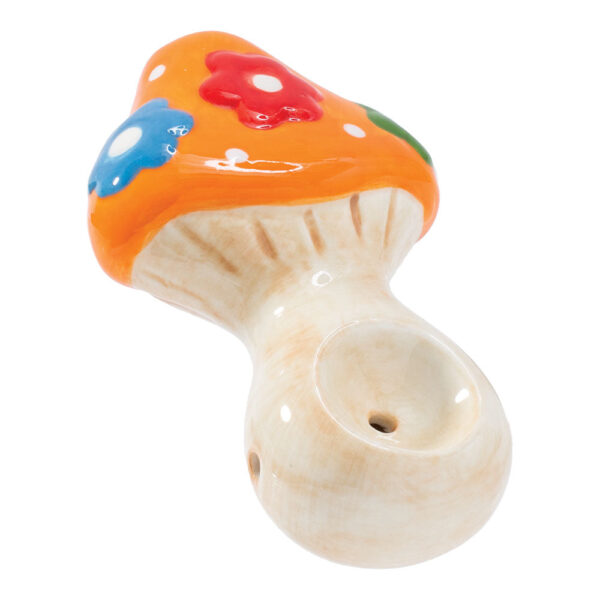 Wacky Bowlz Flower Mushroom Ceramic Pipe – 3.75″ - Image 2
