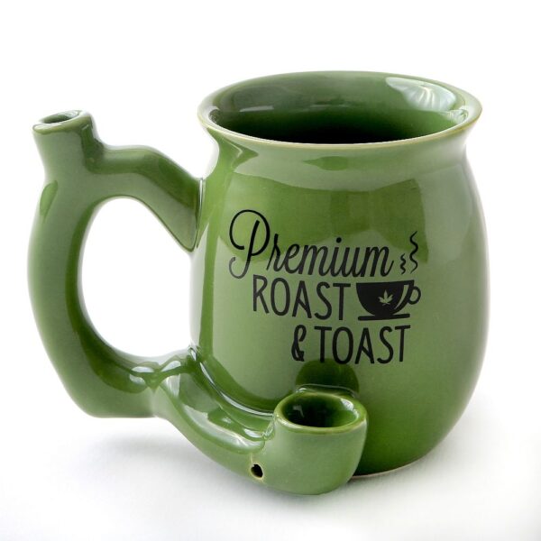 Premium Roast & Toast Single Wall Mug – Green with Black Print - Image 6