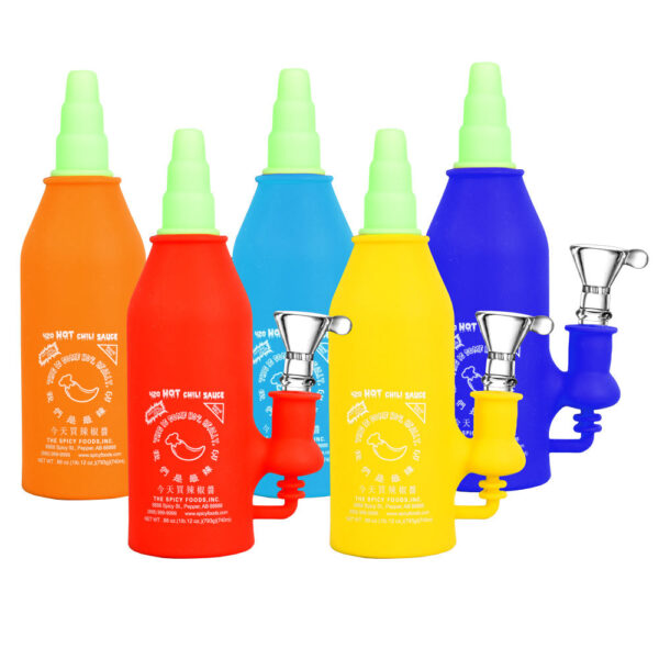 Asian Hot Sauce Silicone Water Pipe- 6.5″/14mm F/Colors Vary