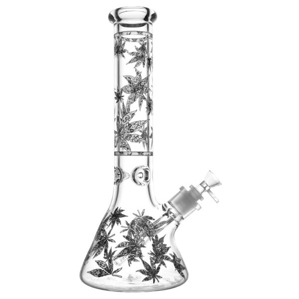 Hemp Leaves Glow in the Dark Water Pipe – 14″ / 14mm F