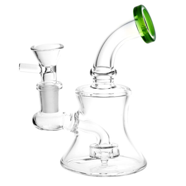 Bent Neck Bell Mini Water Pipe – 5″/14mm F/Colors Vary - Image 2